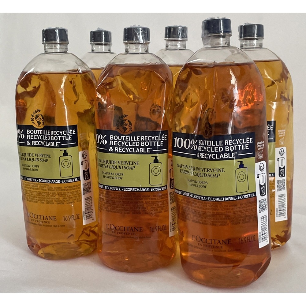 L'Occitane Verbena Shower Gel Hands & Body Wash Refill 16.9 Fl Oz LOT OF 6 New